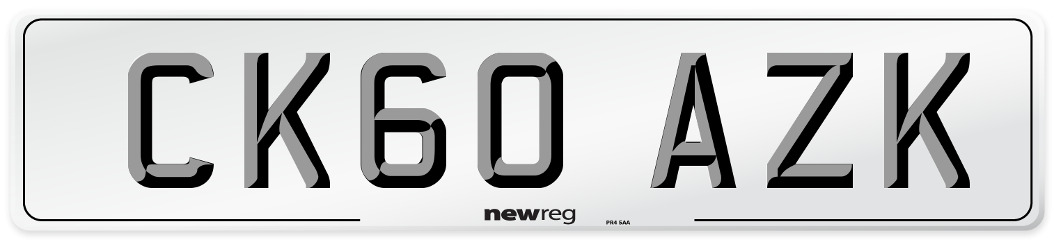 CK60 AZK Number Plate from New Reg